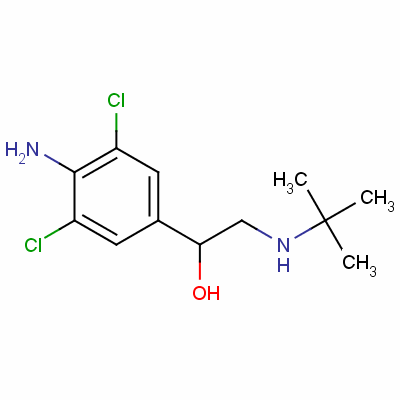 (-)-4-氨基-alpha-[(叔丁基氨基)甲基]-3,5-二氯苄醇结构式_50306-03-1结构式