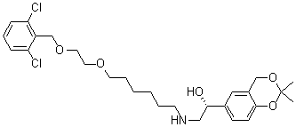 (1R)-2-[[6-[2-[(2,6-二氯苄基)氧基]乙氧基]己基]氨基]-1-(2,2-二甲基-4H-1,3-苯并二噁英-6-基)乙醇结构式_503068-37-9结构式