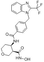 (3r,4r)-四氢-n-羟基-4-[[4-[[2-(三氟甲基)-1H-苯并咪唑-1-基]甲基]苯甲酰基]氨基]-2H-吡喃-3-羧酰胺结构式_503166-51-6结构式