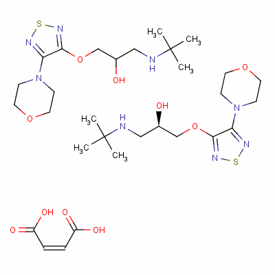 (R)-二[3-[3-(叔-丁基氨基)-2-羟基丙氧基]-4-吗啉基-1,2,5-噻二唑]马来酸盐结构式_50929-98-1结构式