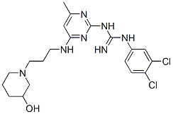 1-[3,4-二氯苯基]-3-[4-[[3-[3-羟基哌啶]丙基]氨基]-6-甲基-2-嘧啶]胍结构式_51386-93-7结构式