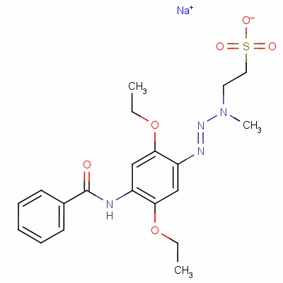 2-[3-(4-苯甲酰胺基-2,5-二乙氧基苯基)-1-甲基-2-三嗪-]乙烷磺酸钠结构式_5165-82-2结构式