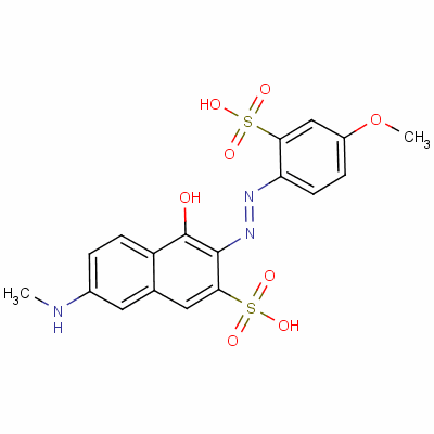 4-羟基-3-[(4-甲氧基-2-磺基苯基)偶氮]-7-(甲基氨基)萘-2-磺酸结构式_51838-10-9结构式