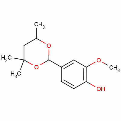 2-甲氧基-4-(4,4,6-三甲基-1,3-二恶烷-2-基)苯酚结构式_52514-66-6