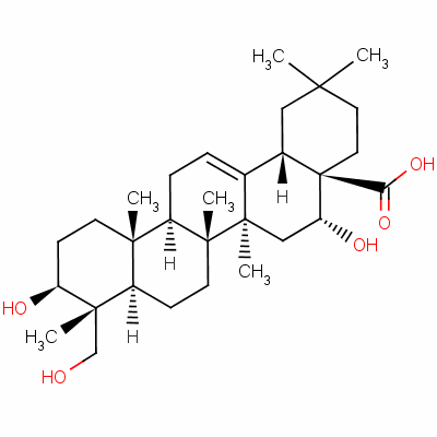 (3B,4A,16A)-3,16,23-三羟基齐墩果烷-12-烯-28-酸结构式_52936-64-8结构式