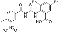 3,5-二溴-2-[[[(4-甲基-3-硝基苯甲酰基)氨基]硫氧代甲基]氨基]-苯甲酸结构式_532943-48-9结构式