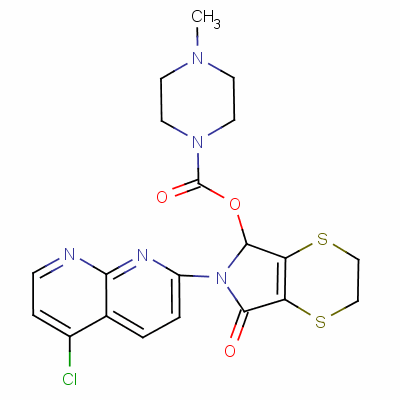 6-(5-氯-1,8-萘啶-2-基)-2,3,6,7-四氢-7-氧代-5H-1,4-二噻英并[2,3-c]吡咯-5-基 4-甲基哌嗪-1-羧酸酯结构式_53788-22-0结构式