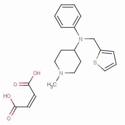 1-甲基-4-[苯基(噻吩-2-基甲基)铵基]哌啶鎓马来酸盐结构式_53892-20-9结构式