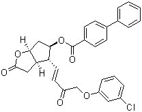 [1,1-联苯]-4-羧酸 [3ar-[3aa,4a(e),5b,6aa]]-4-[4-(3-氯苯氧基)-3-氧代-1-丁烯]六氢-2-氧代-2H-环戊并[b]呋喃-5-基酯结构式_54324-79-7结构式
