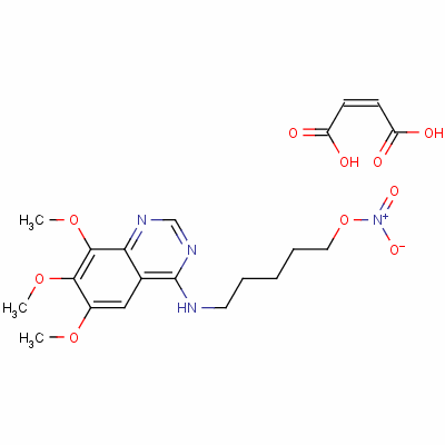 5-[(6,7,8-三甲氧基喹唑啉-4-基)氨基]戊基硝酸酯马来酸盐结构式_54567-65-6结构式