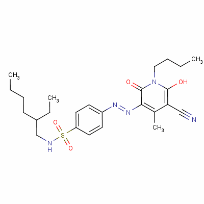 4-[(1-丁基-5-氰基-1,2-二氢-6-羟基-4-甲基-2-氧代-3-吡啶)氮杂]-n-(2-乙基己基)苯磺胺结构式_54805-02-6结构式
