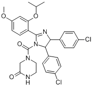 rel-4-[[(4R,5S)-4,5-双(4-氯苯基)-4,5-二氢-2-[4-甲氧基-2-(1-甲基乙氧基)苯基]-1H-咪唑-1-基]羰基]-2-哌嗪酮结构式_548472-68-0结构式