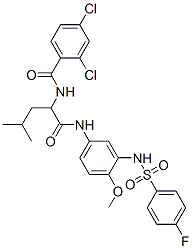(9ci)-2,4-二氯-n-[1-[[[3-[[(4-氟苯基)磺酰基]氨基]-4-甲氧基苯基]氨基]羰基]-3-甲基丁基]-苯甲酰胺结构式_566890-79-7结构式