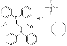 四氟硼酸(R,R)-(-)-1,2-双[(O-甲氧苯基)(苯基)瞵]乙烷(1,5-环辛二烯)合铑(I)结构式_56977-92-5结构式