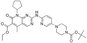 2-((5-(4-(叔丁氧基羰基)哌嗪-1-基)吡啶-2-基)氨基)-8-环戊基-5-甲基-7-氧代-7,8-二氢吡啶并[2,3-d]嘧啶-6-羧酸乙酯结构式_571189-03-2结构式