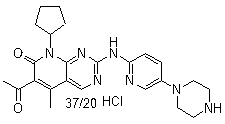6-乙酰基-8-环戊基-5-甲基-2-[[5-(1-哌嗪基)-2-吡啶基]氨基]吡啶并[2,3-D]嘧啶-7(8H)-酮盐酸盐结构式_571189-11-2结构式