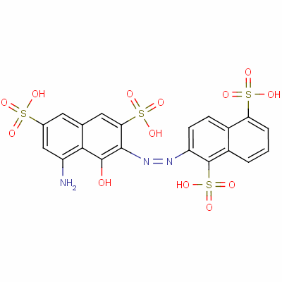 2-[(8-氨基-1-羟基-3,6-二磺基-2-萘基)偶氮]萘-1,5-二磺酸结构式_57583-83-2结构式