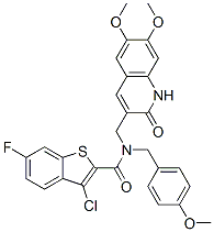 (9ci)-3-氯-n-[(1,2-二氢-6,7-二甲氧基-2-氧代-3-喹啉)甲基]-6-氟-n-[(4-甲氧基苯基)甲基]-苯并[b]噻吩-2-羧酰胺结构式_579516-56-6结构式
