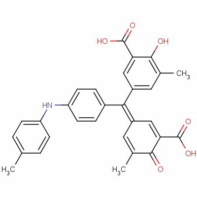 5-[(3-羧基-5-甲基-4-氧代-2,5-环己二烯-1-基)[4-[(4-甲苯基)氨基]苯基]甲基]-3-甲基水杨酸结构式_5852-33-5结构式