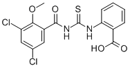 2-[[[(3,5-二氯-2-甲氧基苯甲酰基)氨基]硫氧代甲基]氨基]-苯甲酸结构式_586394-00-5结构式