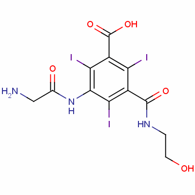 3-[(氨基乙酰基)氨基]-5-[[(2-羟基乙基)氨基]羰基]-2,4,6-三碘苯甲酸结构式_59017-39-9结构式