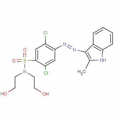 2,5-二氯-N,N-双(2-羟基乙基)-4-[(2-甲基-1H-吲哚-3-基)氮杂]苯磺胺结构式_59057-74-8结构式