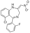 7-氯-1,3-二氢-5-(2-氟苯基)-2-硝基亚甲基-2H-1,4-苯并二氮杂卓结构式_59467-63-9结构式