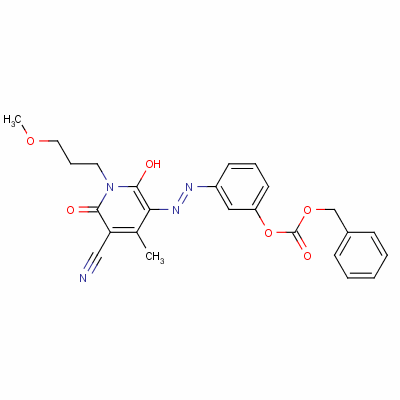 3-[[5-氰基-1,6-二氢-2-羟基-1-(3-甲氧基丙基)-4-甲基-6-氧代-3-吡啶]氮杂]苯基碳酸苄酯结构式_59572-08-6结构式
