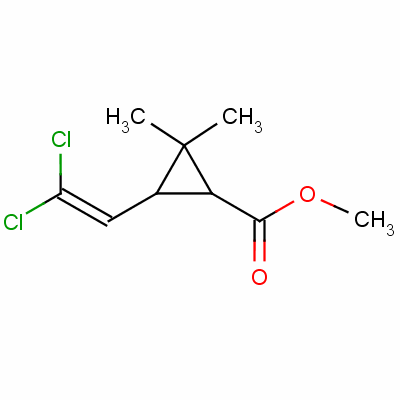 反式-3-(2,2-二氯乙烯基)-2,2-二甲基环丙烷羧酸甲酯结构式_59897-94-8结构式
