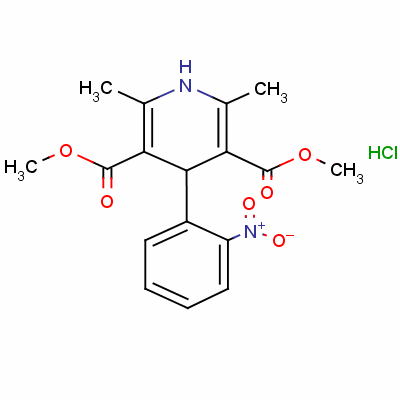 1,4-二氢-2,6-二甲基-4-(2-硝基苯基)吡啶-3,5-二羧酸二甲酯盐酸盐结构式_60299-11-8结构式