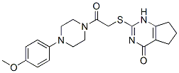(9ci)-1-(4-甲氧基苯基)-4-[[(4,5,6,7-四氢-4-氧代-1H-环戊并嘧啶-2-基)硫代]乙酰基]-哌嗪结构式_604749-66-8结构式