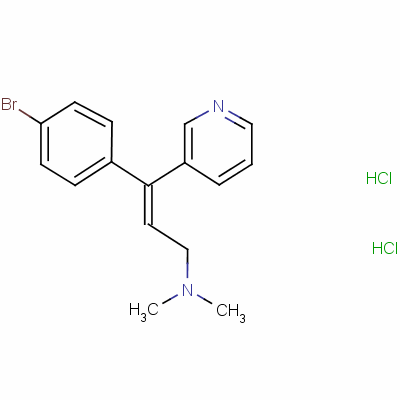 (Z)-3-(4-溴苯基)-N,N-二甲基-3-(3-吡啶)烯丙胺双盐酸盐结构式_60525-15-7结构式