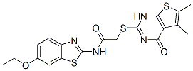 (9ci)-2-[(1,4-二氢-5,6-二甲基-4-氧代噻吩并[2,3-d]嘧啶-2-基)硫代]-n-(6-乙氧基-2-苯并噻唑)-乙酰胺结构式_606108-42-3结构式