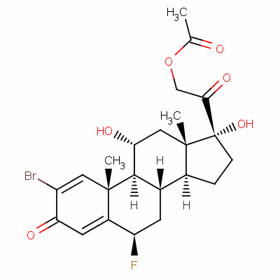2-溴-6beta-氟-11alpha,17,21-三羟基孕甾-1,4-二烯-3,20-二酮 21-乙酸酯结构式_60864-62-2结构式