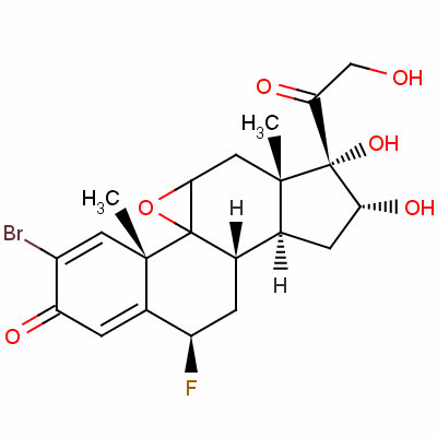 2-溴-9beta,11beta-环氧-6beta-氟-16alpha,17,21-三羟基孕甾-1,4-二烯-3,20-二酮结构式_60864-70-2结构式