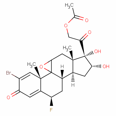 2-溴-9beta,11beta-环氧-6beta-氟-16alpha,17,21-三羟基孕甾-1,4-二烯-3,20-二酮 21-乙酸酯结构式_60864-71-3结构式