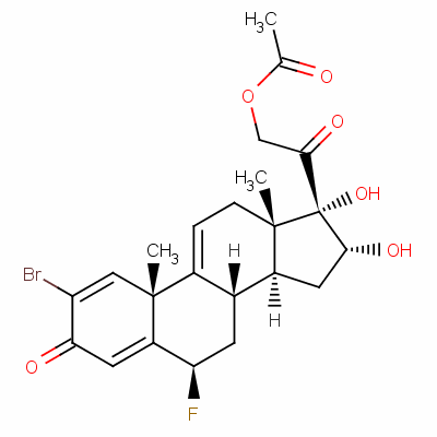 2-溴-6beta-氟-16alpha,17,21-三羟基孕甾-1,4,9(11)-三烯-3,20-二酮 21-乙酸酯结构式_60864-73-5结构式