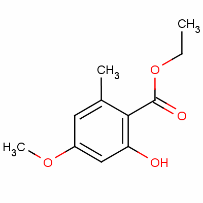 Benzoic acid, 2-hydroxy-4-methoxy-6-methyl-, ethyl ester Structure,6110-36-7Structure