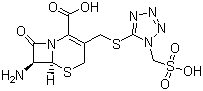 (6R-反式)-7-氨基-8-氧代-3-(((1-(磺酸甲基)-1H-四唑-5-基)硫)甲基)-5-硫杂-1-氮杂双环[4.2.0]辛-2-烯-2-羧酸结构式_61270-71-1结构式