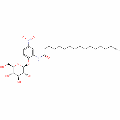 2-(N-棕榈酰氨基)-4-硝基苯基 beta-D-吡喃葡萄糖苷结构式_61443-58-1结构式