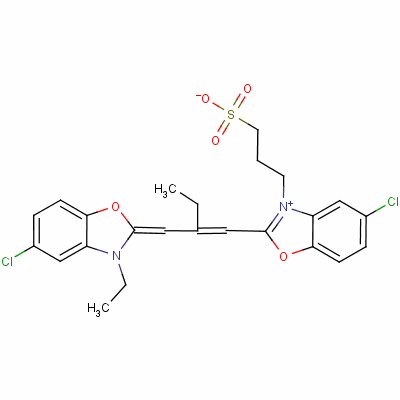5-氯-2-[2-[(5-氯-3-乙基-3H-苯并恶唑-2-亚基)甲基]丁-1-烯基]-3-(3-磺酸基丙基)苯并恶唑鎓结构式_63148-87-8结构式