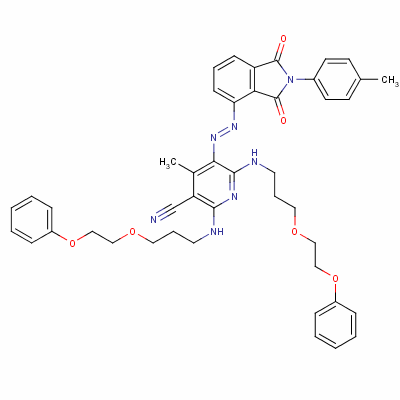 5-[[2,3-二氢-1,3-二氧代-2-(对甲苯)-1H-异吲哚-4-基]氮杂]-4-甲基-2,6-双[[3-(2-苯氧基乙氧基)丙基]氨基]烟腈结构式_63281-04-9结构式