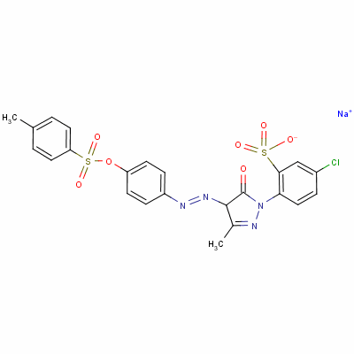 5-氯-2-[4,5-二氢-3-甲基-4-[[4-[[(4-甲基苯基)磺酰基]氧基]苯基]氮杂]-5-氧代-1H-吡唑-1-基]-苯磺酸钠结构式_6372-96-9结构式