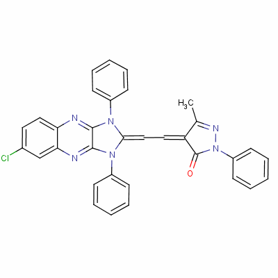 4-[(6-氯-1,3-二氢-1,3-二苯基-2H-咪唑并[4,5-b]喹噁啉-2-基)亚乙基]-2,4-二氢-5-甲基-2-苯基-3H-吡唑-3-酮结构式_63834-90-2结构式