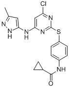 N-[4-[[4-氯-6-(5-甲基-2H-吡唑-3-氨基)嘧啶-2-基]磺酰基]苯基]氨基环丙羧酸结构式_639090-55-4结构式