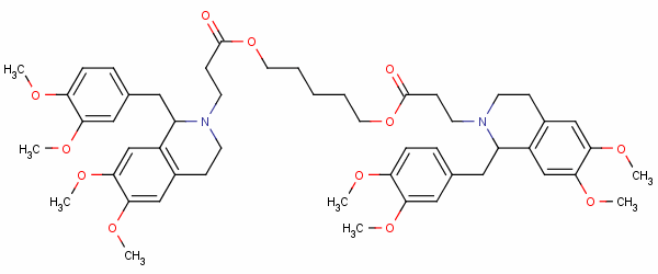 1,5-戊烷二基二[1-[(3,4-二甲氧基苯基)甲基]-3,4-二氢-6,7-二甲氧基-1H-异喹啉-2-丙酸酯]结构式_64228-77-9结构式