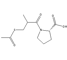 D-(S)-3-乙酰巯基-2-甲基丙酰基-L-脯氨酸结构式_64838-55-7结构式