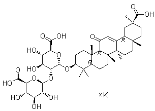(3beta,20beta)-20-羧基-11-氧代-30-去甲齐墩果-12-烯-3-基 2-O-beta-D-吡喃葡糖基-alpha-D-吡喃葡糖苷酸钾盐结构式_68039-19-0结构式