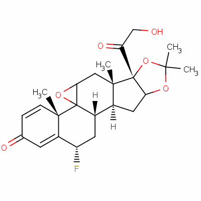 9beta,11beta-环氧-6alpha-氟-21-羟基-16alpha,17-(异亚丙基)二氧基孕甾-1,4-二烯-3,20-二酮结构式_68352-03-4结构式