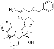 [(1S,2S,3S,5S)-5-[2-氨基-6-(苄氧基)-9H-嘌呤-6-基]-3-(二甲基苯基硅烷基)-1-羟基环戊烷]-1,2-二甲醇结构式_701278-05-9结构式